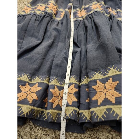 IVY CITY Co. Maxi Dress Short‎ Sleeve Embroidery 100% cotton Gray size M Boho - Picture 8 of 11